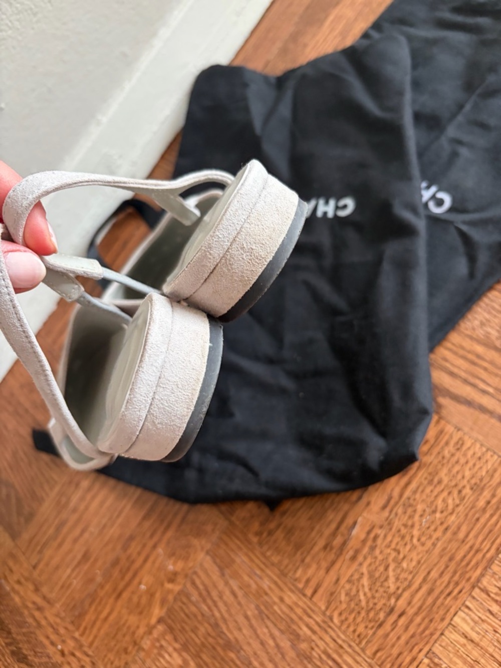 Chanel Grey Suede Slingback Flats - Picture 7 of 10